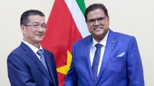 苏里南总统单多吉会见AG真人娱乐矿业总裁邹来昌